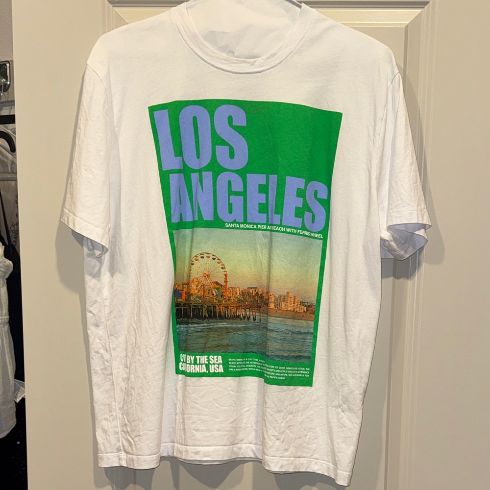 Zara White Tee with Green and Purple Los Angeles Print